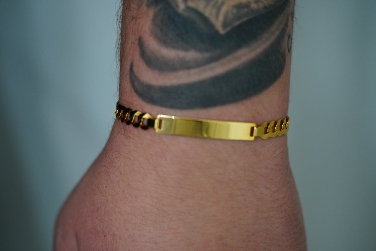 10k Signet Bracelet - Diamond Cut Classic