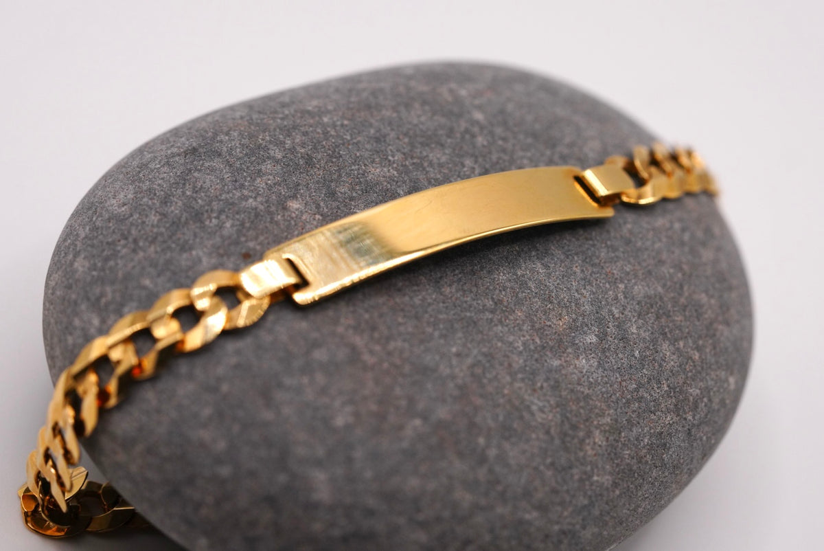10k Signet Bracelet - Diamond Cut Classic