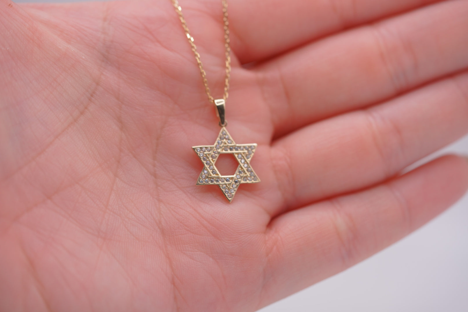 14k Necklace - Shiny Star of David