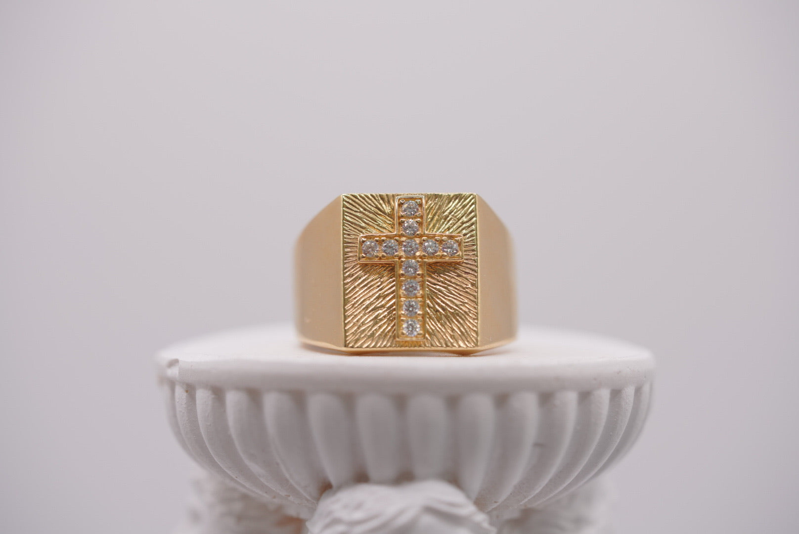 14k Gold Heavyweight Cross Signet Ring