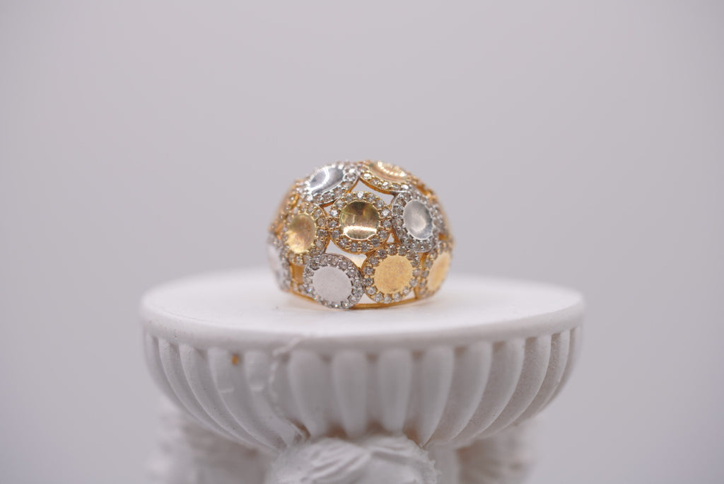 10k Tri-Color Gold Bubble Dome Cluster Ring