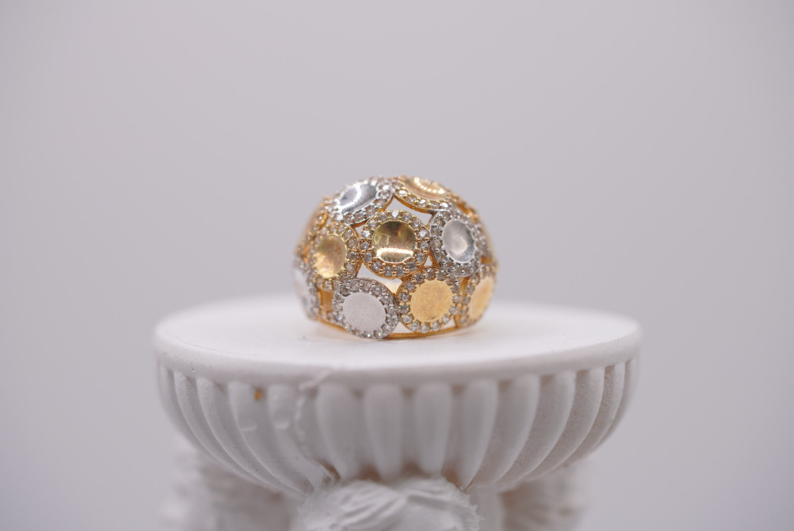 10k Tri-Color Gold Bubble Dome Cluster Ring