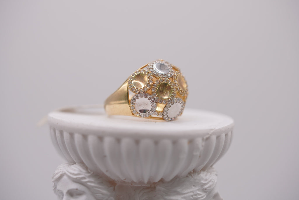 10k Tri-Color Gold Bubble Dome Cluster Ring