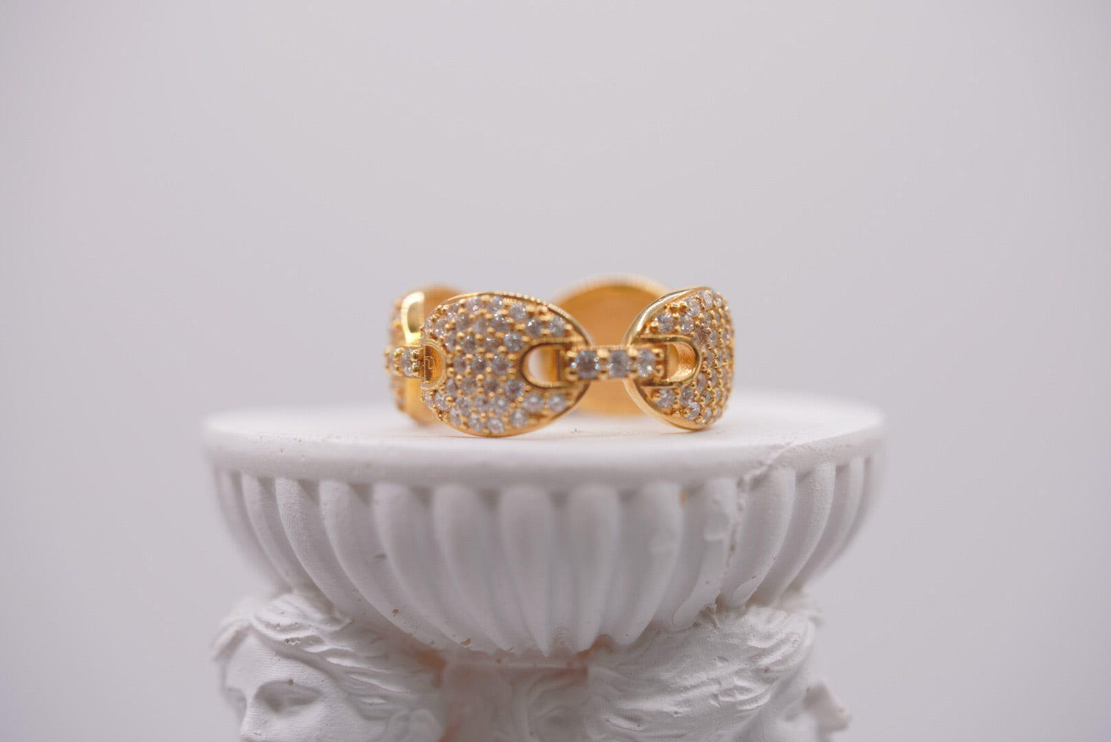 10k Gold Iced Out Mariner Link Band Ring