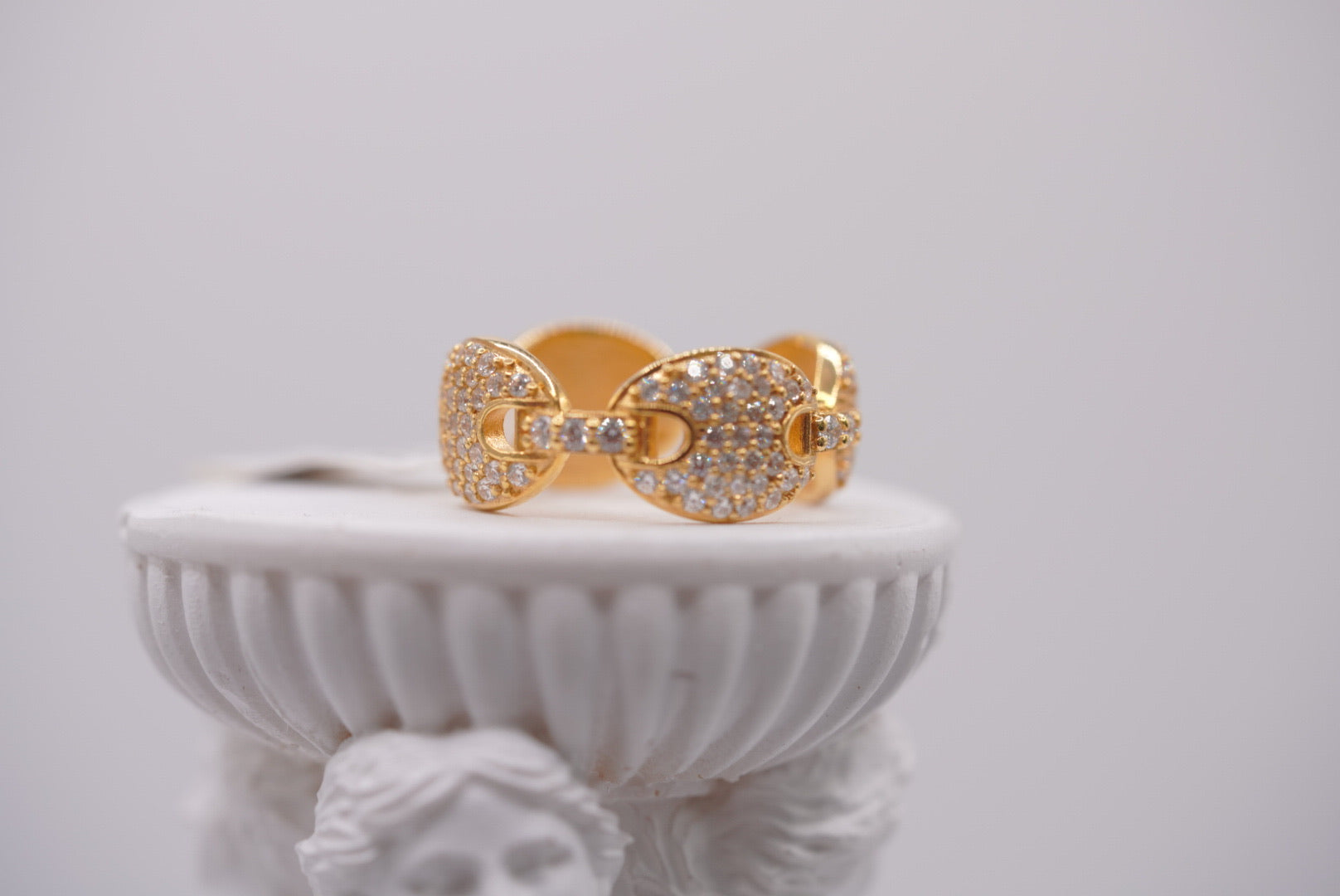 10k Gold Iced Out Mariner Link Band Ring