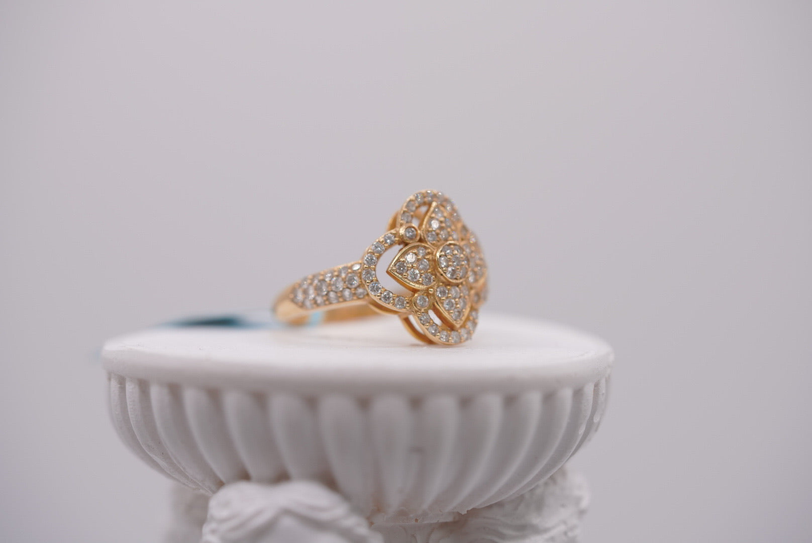 14k Gold Genuine Diamond Quatrefoil Cluster Ring