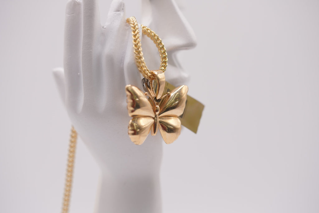 14K Gold Butterfly Pendant Necklace