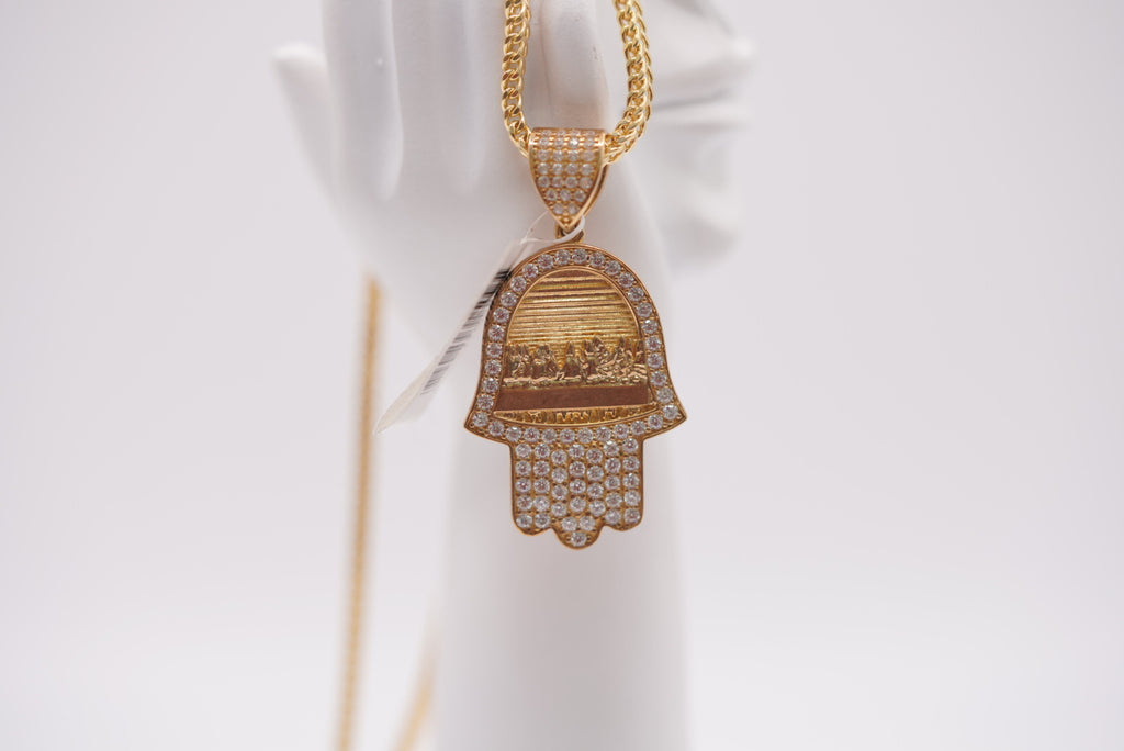 10K Gold Hamsa Hand Pendant