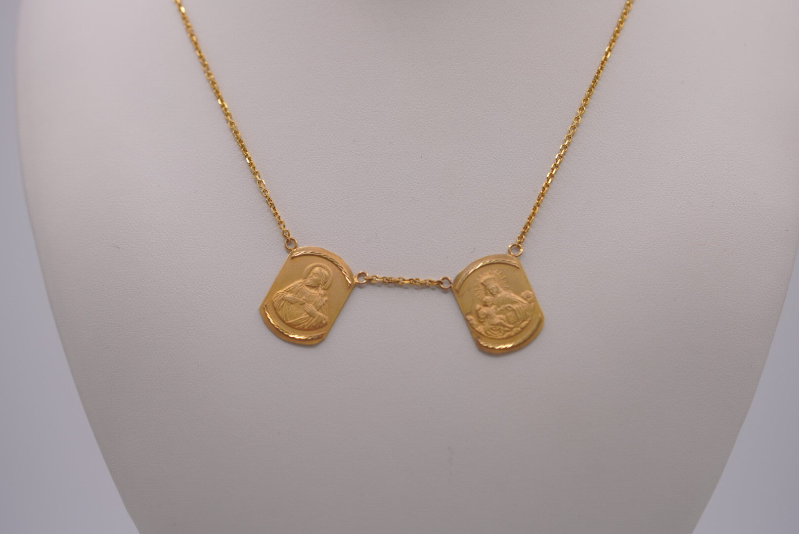 14K Gold Double Scapular Necklace
