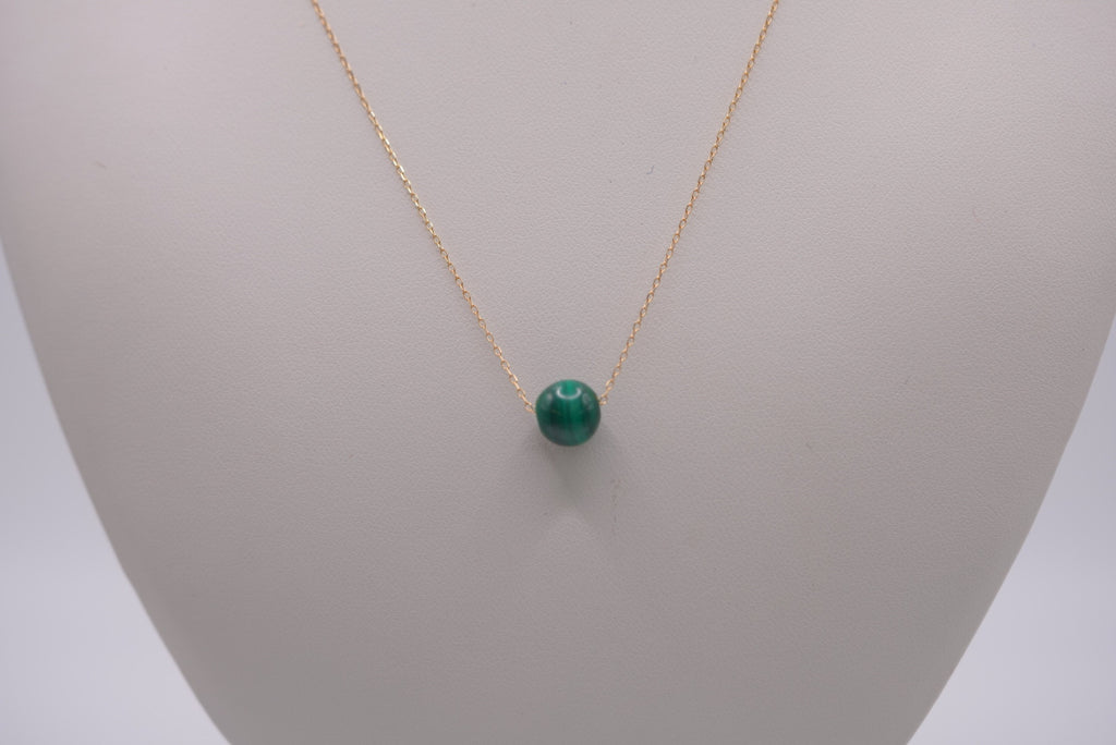 14K Gold Chain with Green Malachite Accent