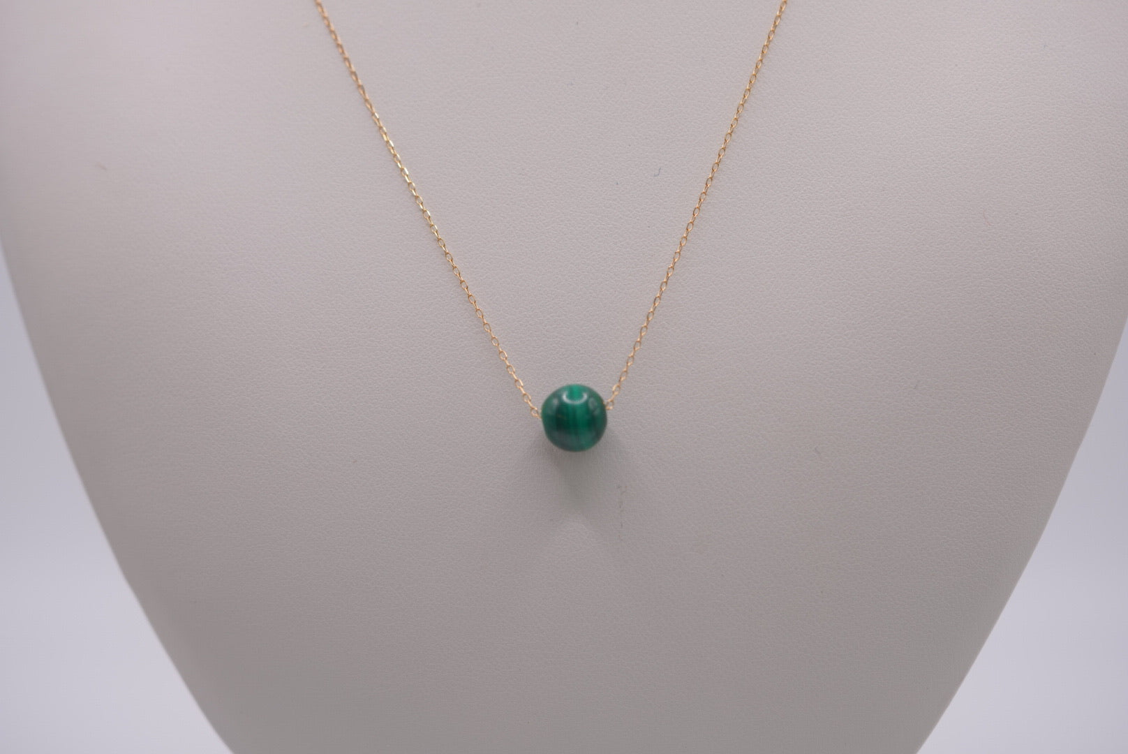 14K Gold Chain with Green Malachite Accent
