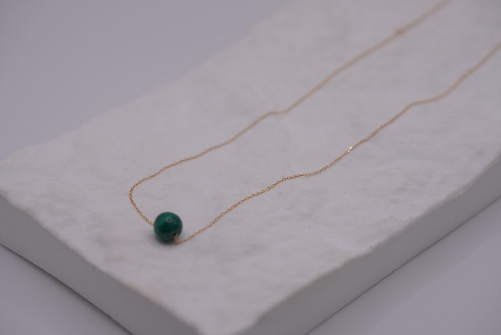 14K Gold Chain with Green Malachite Accent