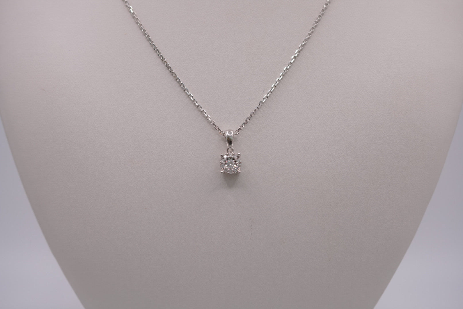 14K White Gold Solitaire Diamond Necklace