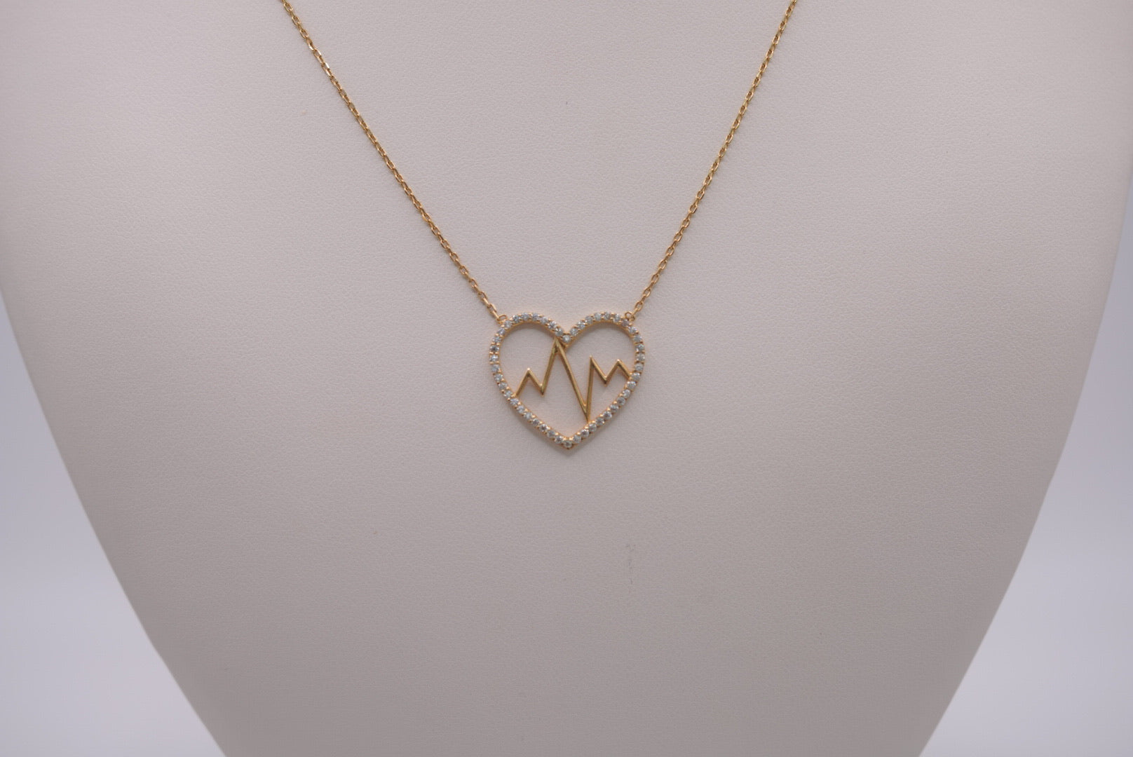 14K Gold Diamond Heartbeat Pulse Necklace