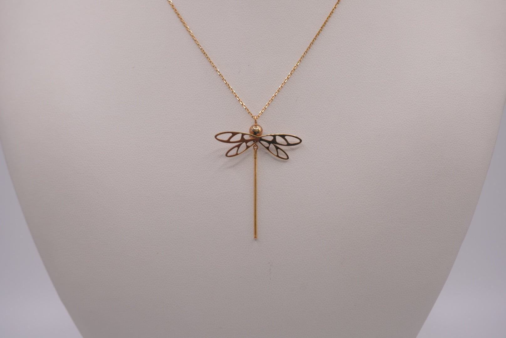 14K Gold Dragonfly Pendant Necklace