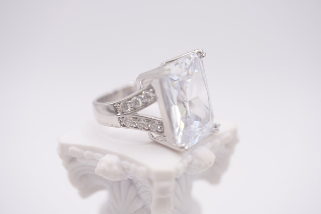 Sterling Silver Emerald-Cut Statement Ring