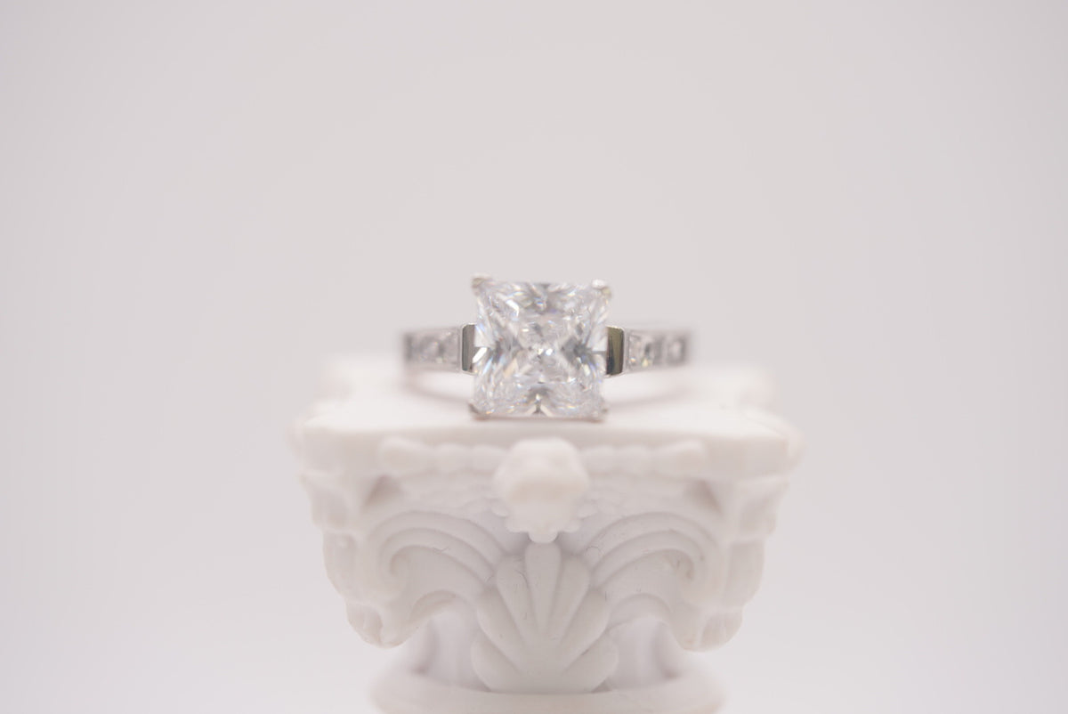 Sterling Silver Wedding Ring - Princess Cut