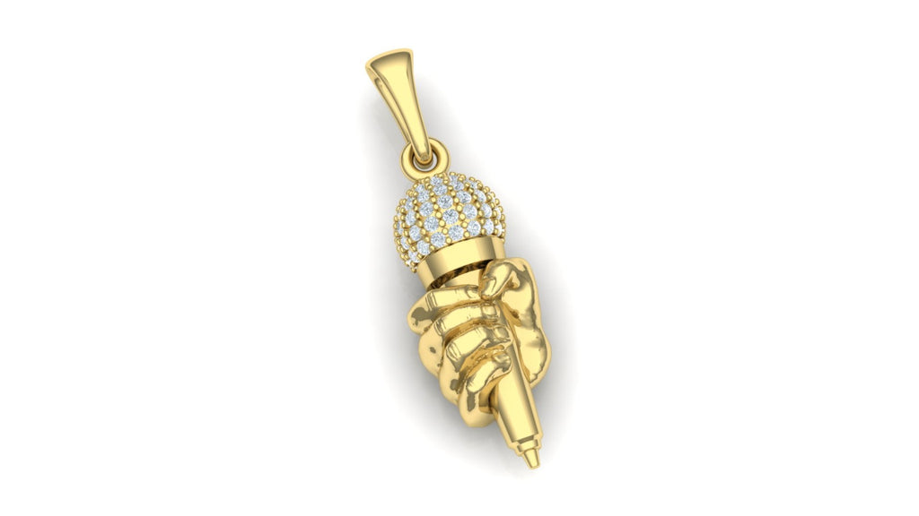 Microphone Diamond Pendant