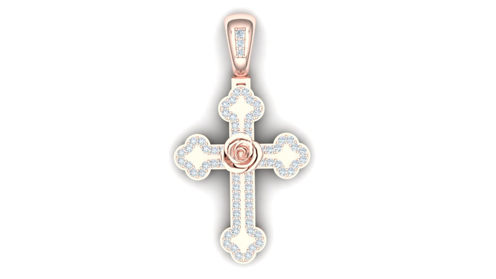 Rose Cross Diamond Pendant