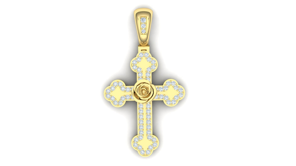 Rose Cross Diamond Pendant