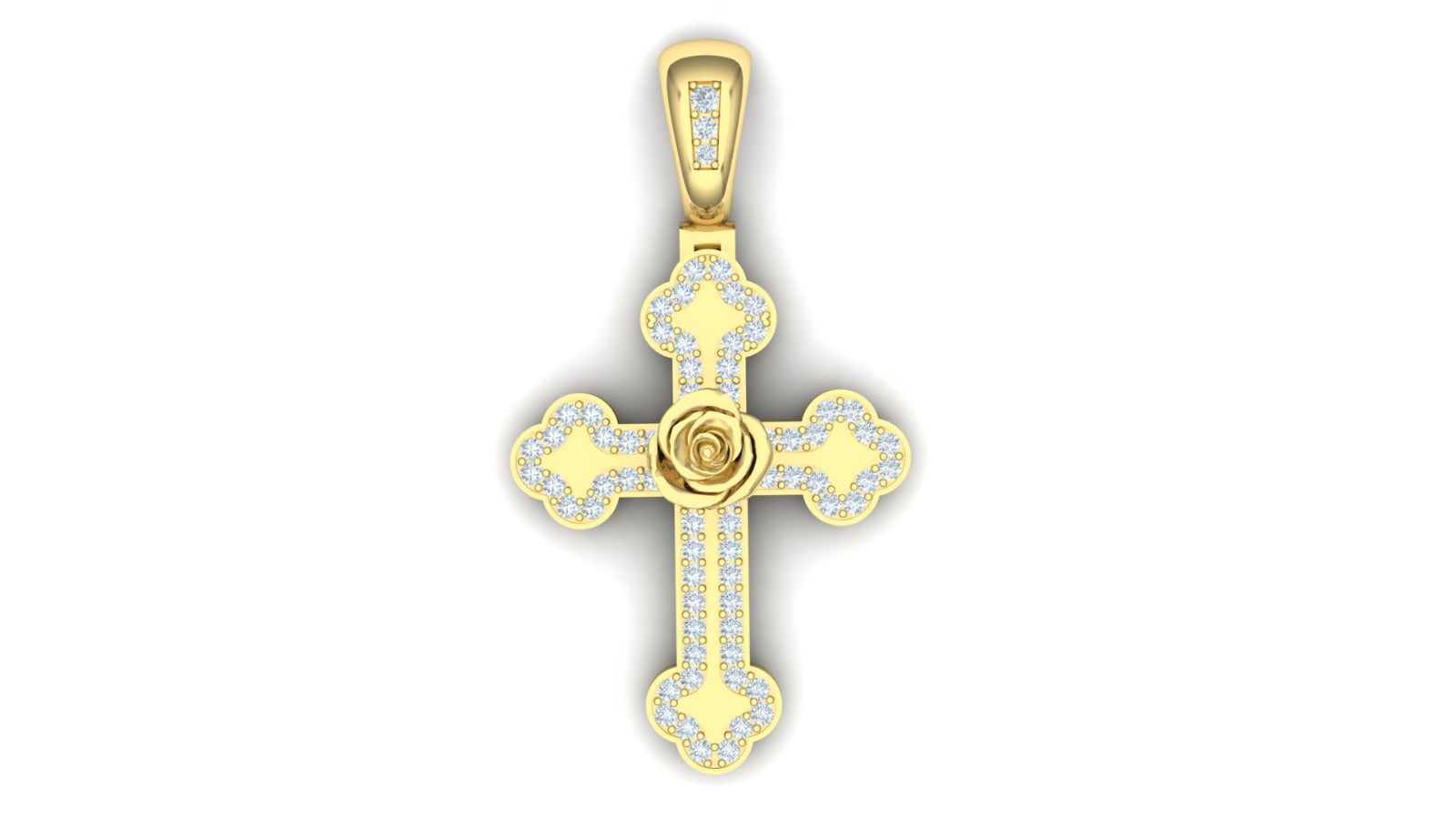Rose Cross Diamond Pendant