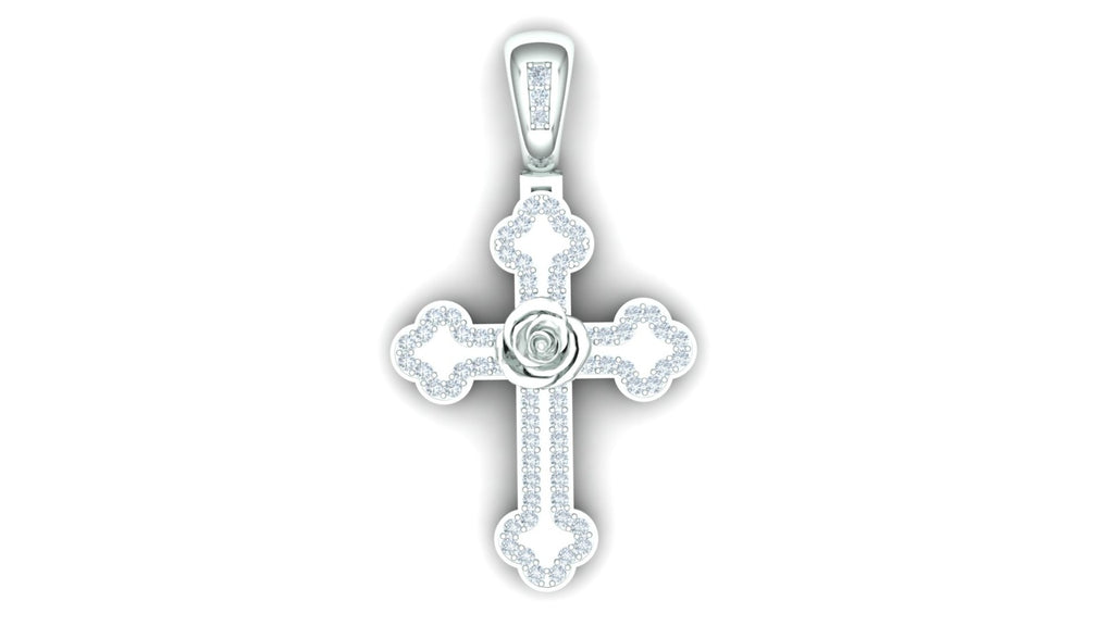 Rose Cross Diamond Pendant