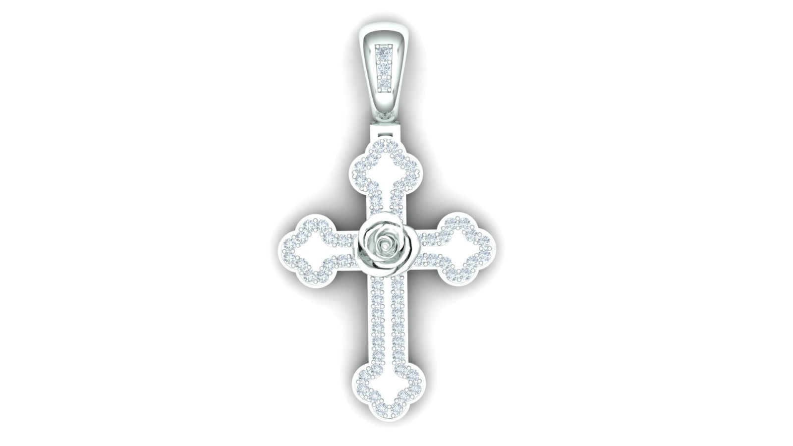 Rose Cross Diamond Pendant