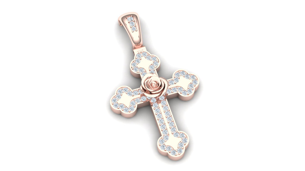 Rose Cross Diamond Pendant