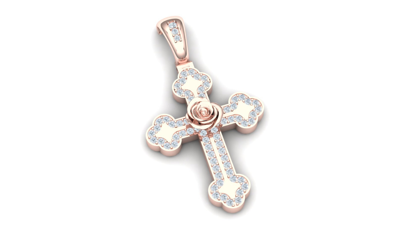 Rose Cross Diamond Pendant