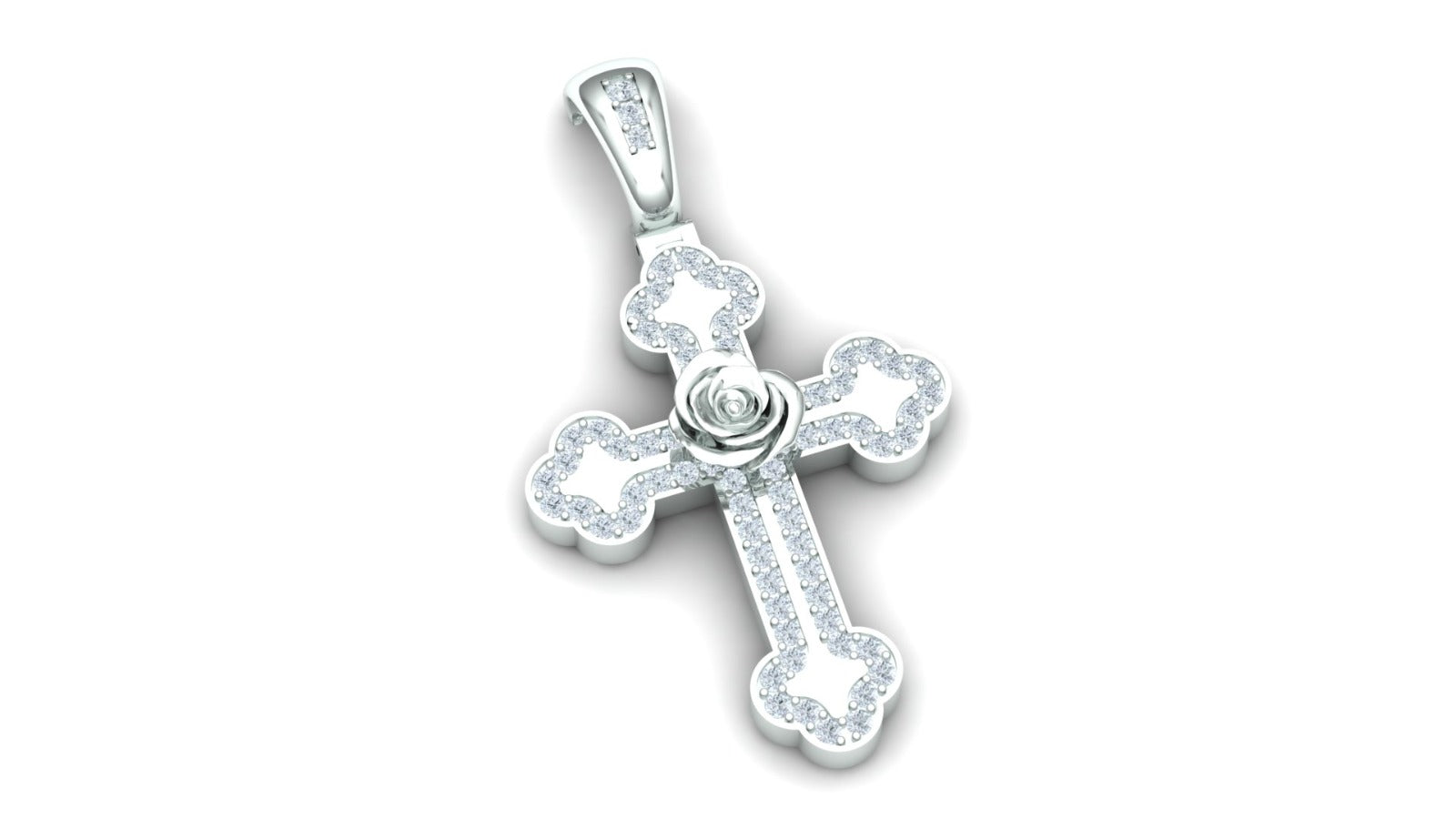 Rose Cross Diamond Pendant
