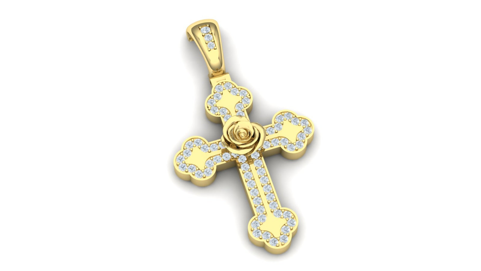Rose Cross Diamond Pendant